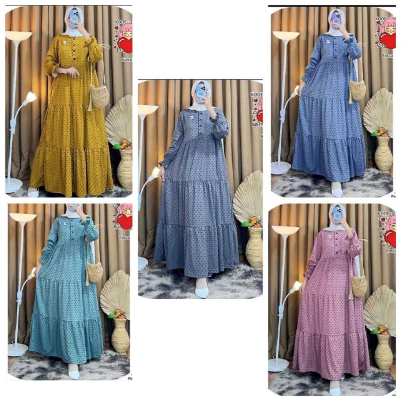 GAMIS SUSUN RAYON | MOTIF POLKADOT | GAMIS RAYON WANITA | MATT RAYON PREMIUM GRADE A | GAMIS WANITA 
