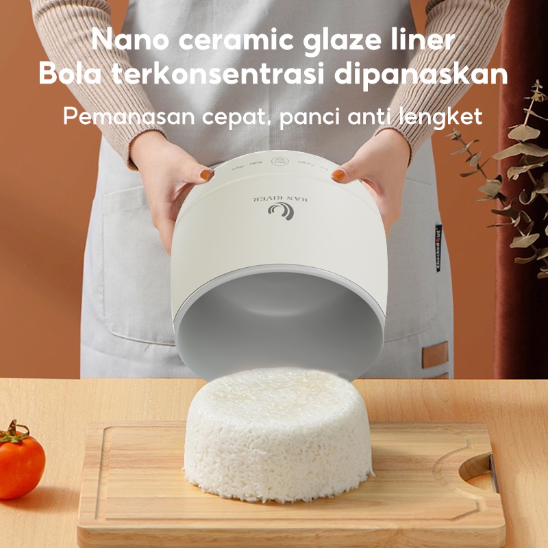 TERBARU [PENGIRIMAN DARI BANJARMASIN]HAN RIVER RICE COOKER MINI 300W ELEKTRONIK RICE COOKER PORTABEL
