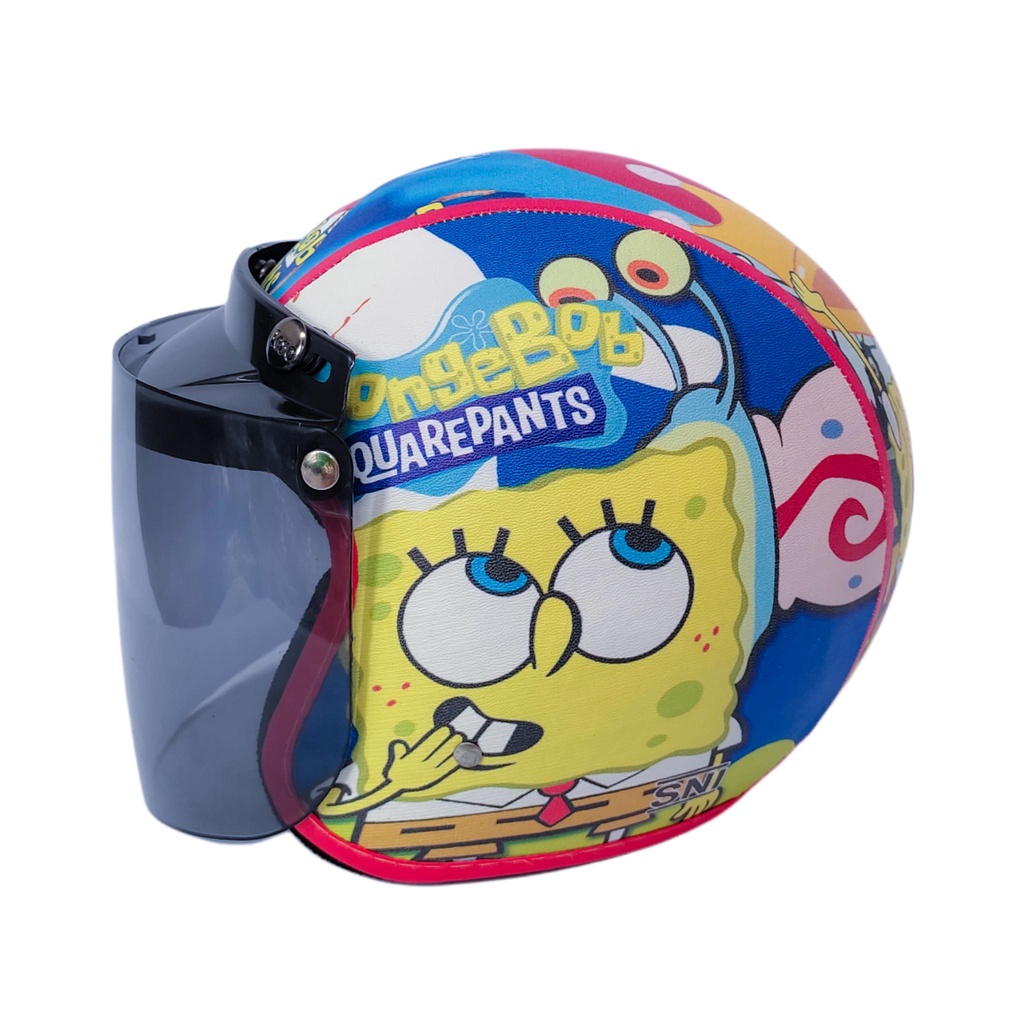 Helm Bogo Anak 2 - 7 Tahun Motif Kartun Spongebob Untuk Sepeda Edukasi Laki Laki Perempuan Kaca Data