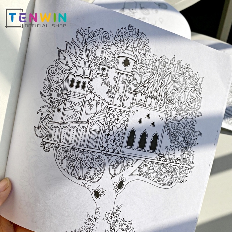 

P6X TAMAN RAHASIA-24 PAGES BUKU MEWARNAI DEWASA SECRET GARDEN ENCHANTED FOREST UNTUK PENGHILANG