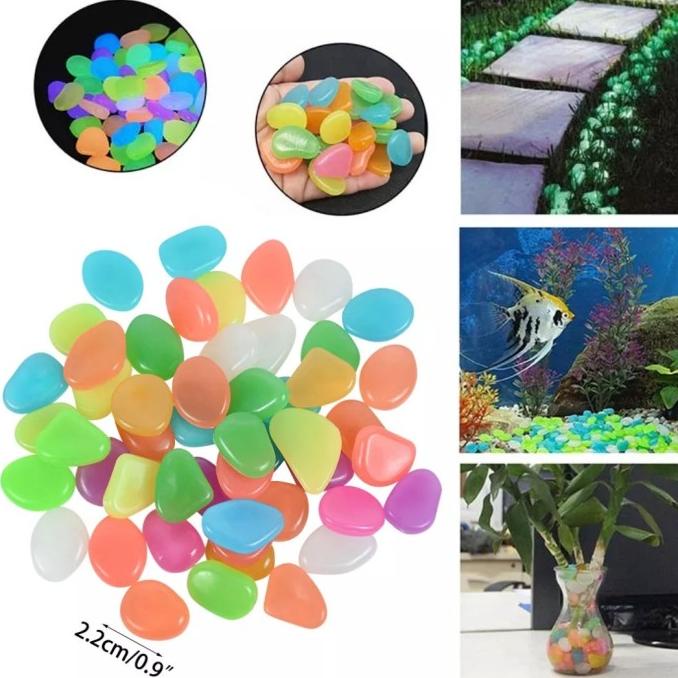 $+$+$+$+] Batu Glow In The Dark Luminous Stone Pebble Taman Akuarium Menyala