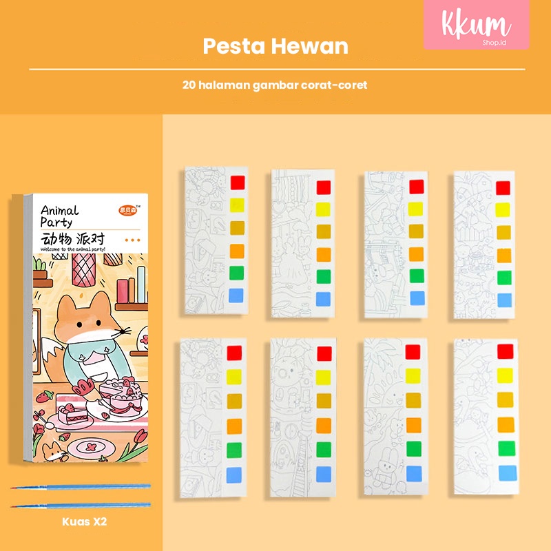 

FYQ FREE CAT WARNA & 2 KUAS BUKU MEWARNAI ANAK KECIL/ CHILDREN COLORING BOOK XQ1