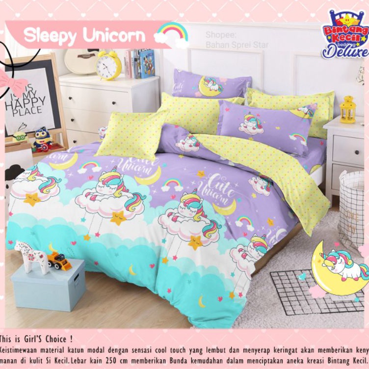 - qi Bahan Kain Sprei Star - Varian Unicorn ✦ ☠