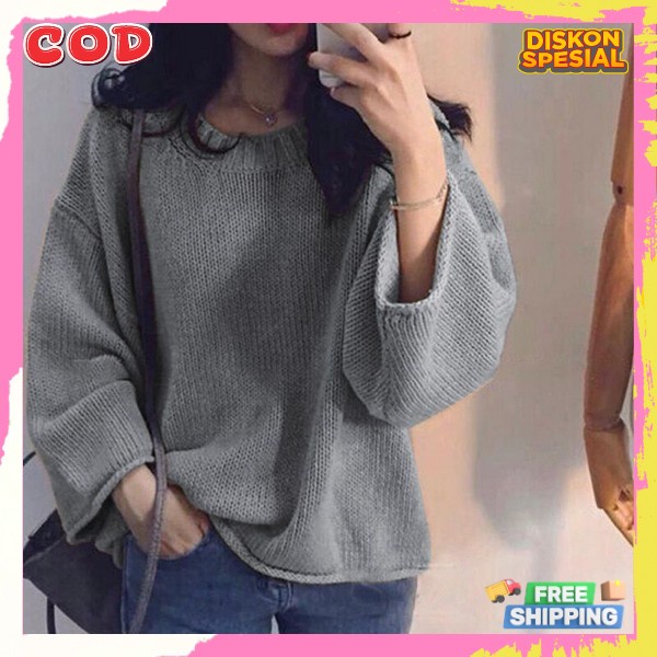 Sweatter Viral 2023 Crewneck Hoddie Santai Atasan Cewe Korea Import Suwiter Murah Keren Sweater Xxxl