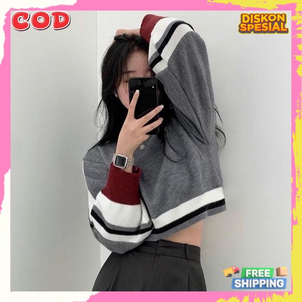 Sueter Cewek Oversize Crewneck Hoddie Santai Sweater Xxxl Wanita Oblong Sweter Jumbo Casual Suwiter 