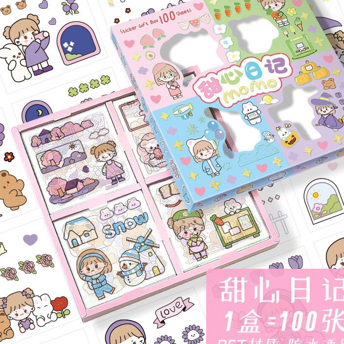 

WNVL8150 Terlaris Stiker Momo 100 Lembar Rainbow Stiker Senmu 100pcs Motif Lengkap Stiker Viral Korea