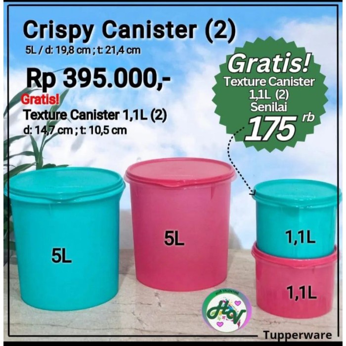 toples makanan Tupperware Crispy Canister Texture Canister