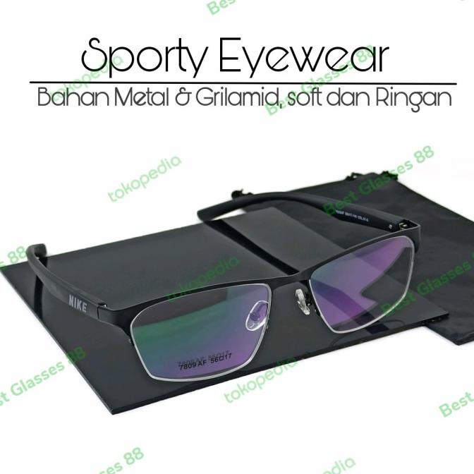 Frame Kacamata Pria Half Nike Model Sport | Kacamata Minus Normal Original