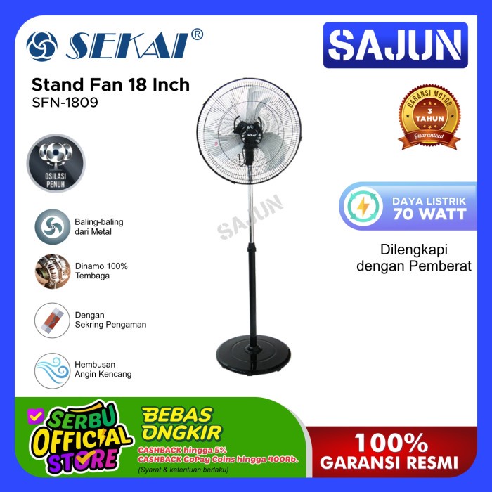 Sekai Kipas Angin 18 Inch SFN1809 Tumpu Performa Tinggi SFN 1809