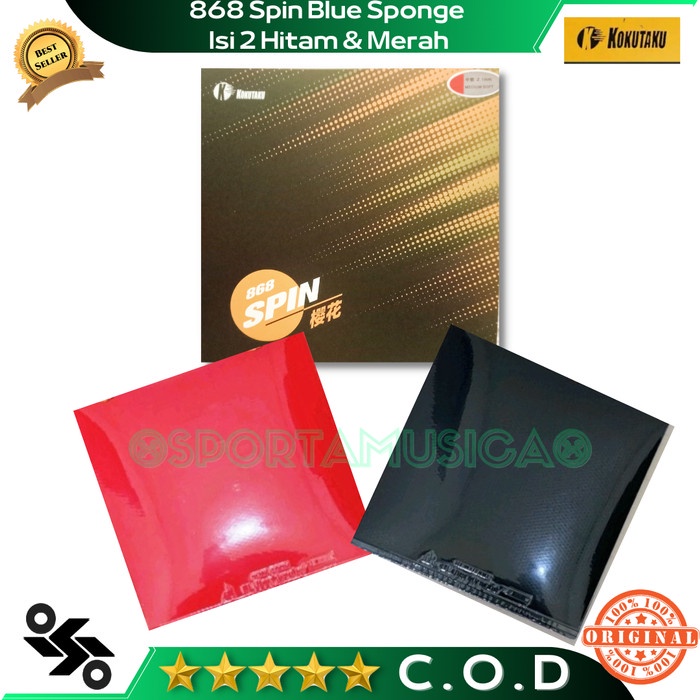 Terlaris 2 Karet Bet Pingpong Kokutaku 868 Spin Blue Sponge Terbaik
