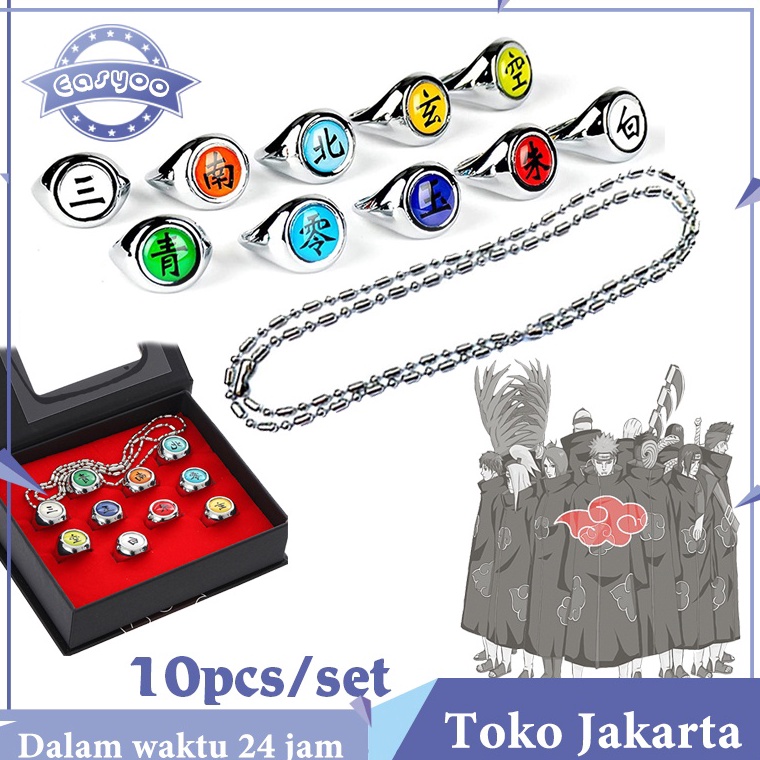Original Isi 10 Cicin Cincin Akatsuki Naruto Cincin Itachi Style Adjustable Party Accessories Anime 