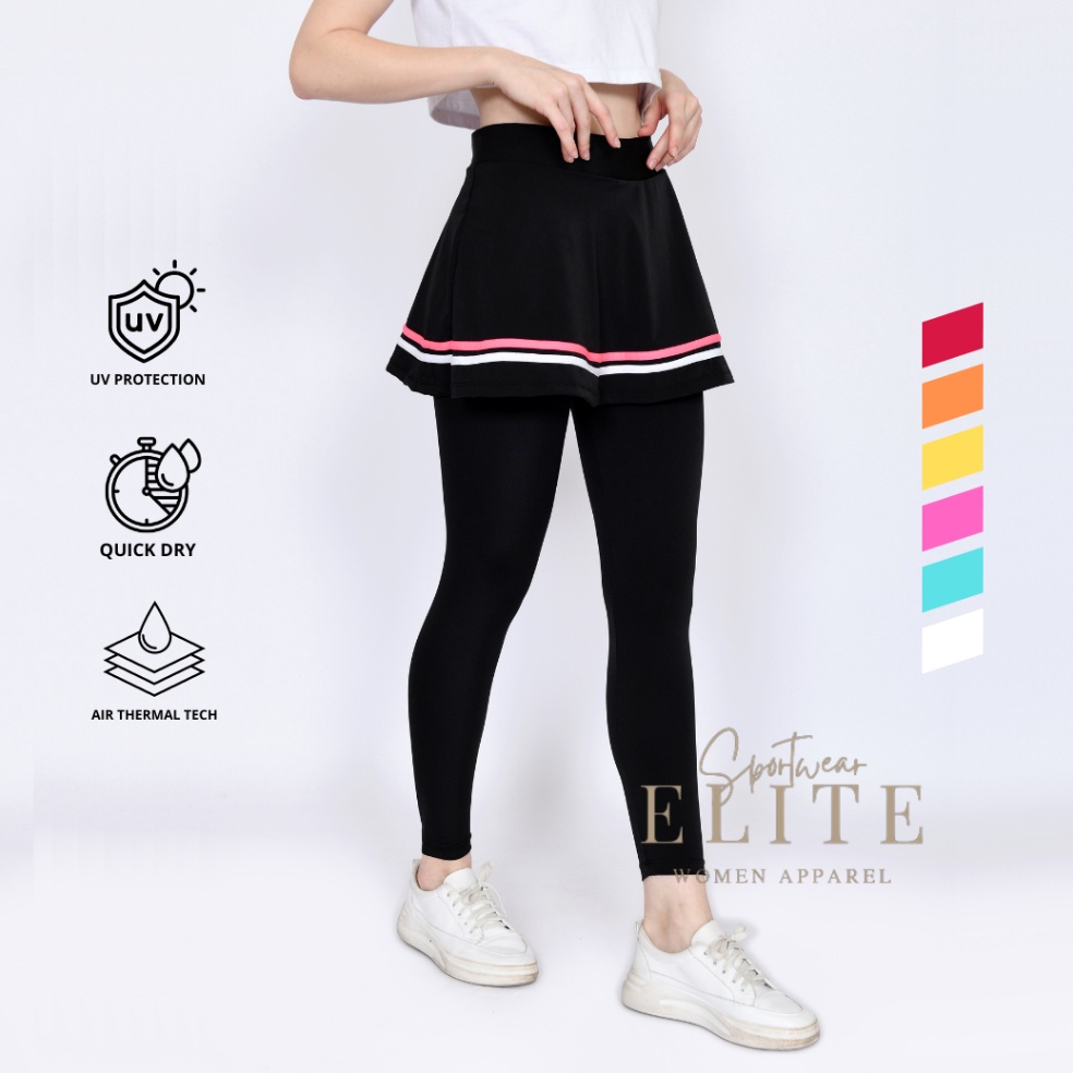 Viral.. ELITE Legging Rok Premium with Aurora List | Legging Rok | Legging Rok Olahraga Wanita