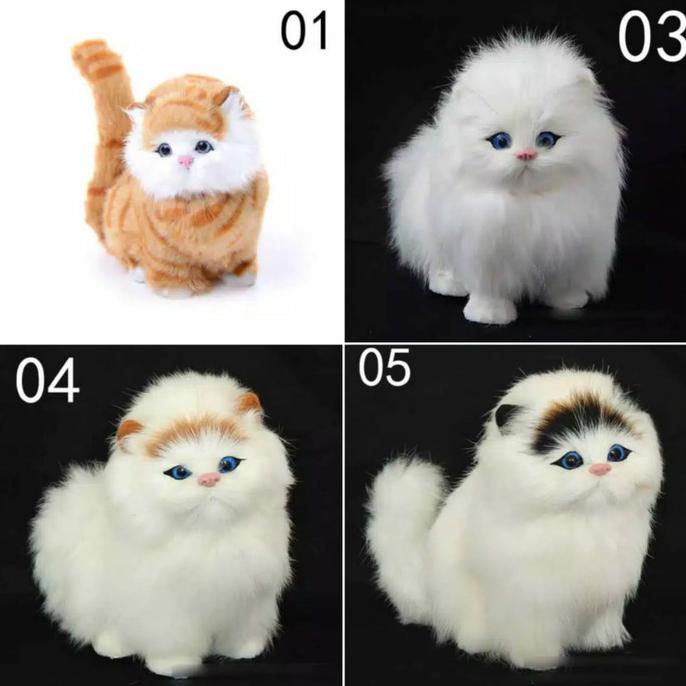 Boneka Kucing Simulasi 3D Mirip Seperti Kucing Asli Bersuara Meong