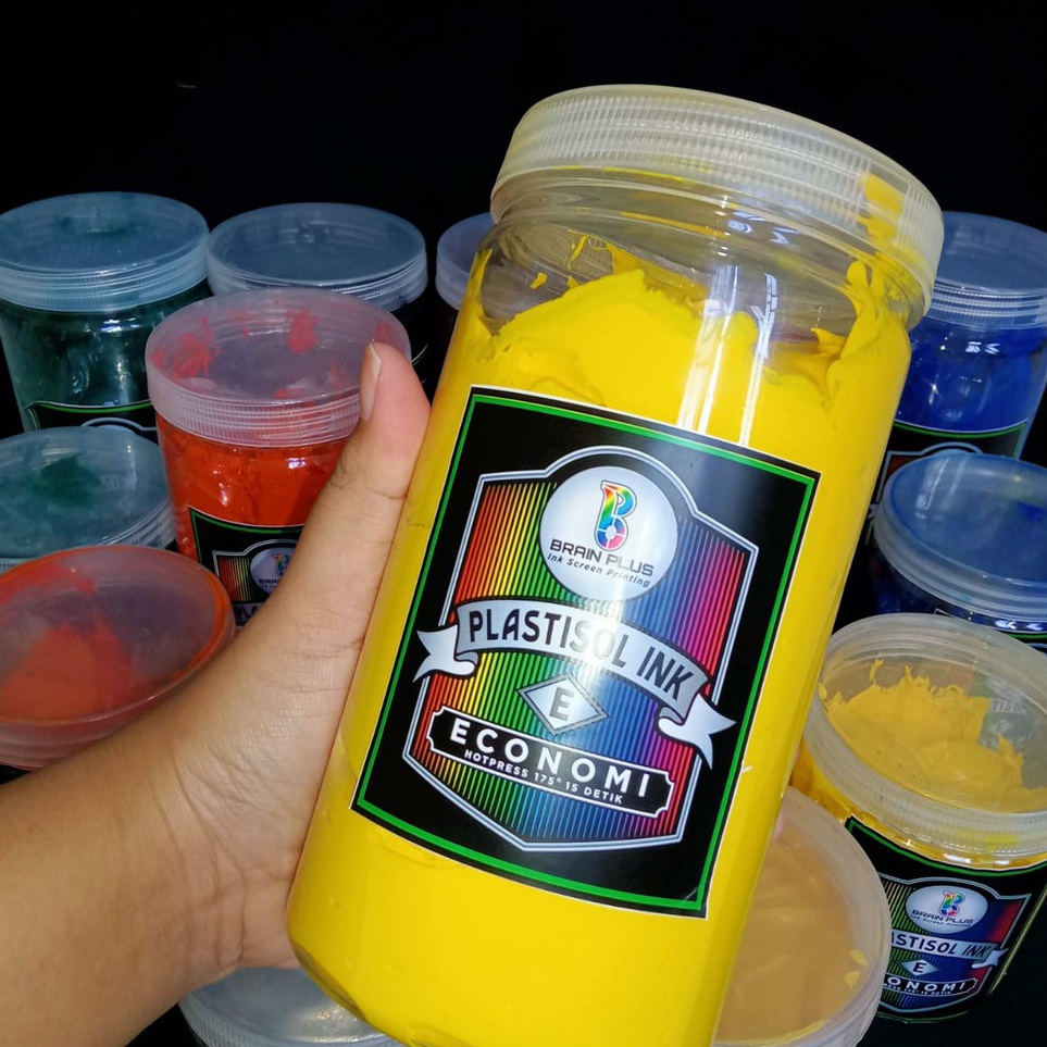 

✨SHOPEE MALL✨ Tinta Sablon PLASTISOL ECONOMY Brain Plus KUNING 1kg serbuuu !