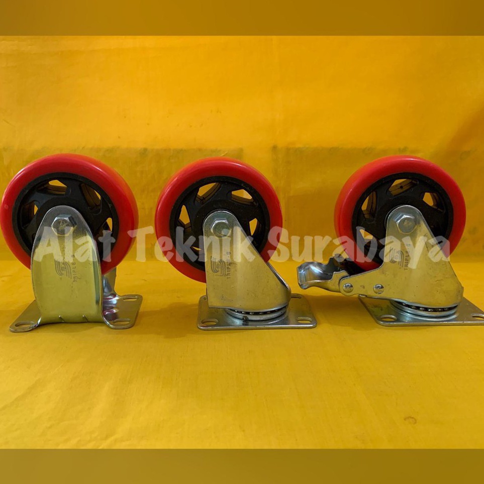 STAR BRANDS RODA PVC TRIPLE S 4" 5" INCH HIDUP MATI REM DOUBLE BEARING BEARINGS TROLLEY TROLI WHEEL 
