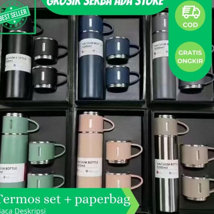 

➳ MMM 6562 termos set / isi 1 termos 2 cangkir stainless dan box / hampers souvenir / hampers / termos sultan ♠ 气