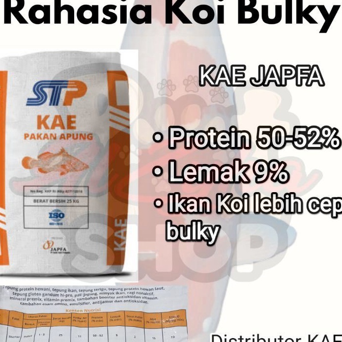 ☬ XI 17103 (1kg) Pakan ikan Koi KAE STP Japfa protein 50% Terlaku... ❁