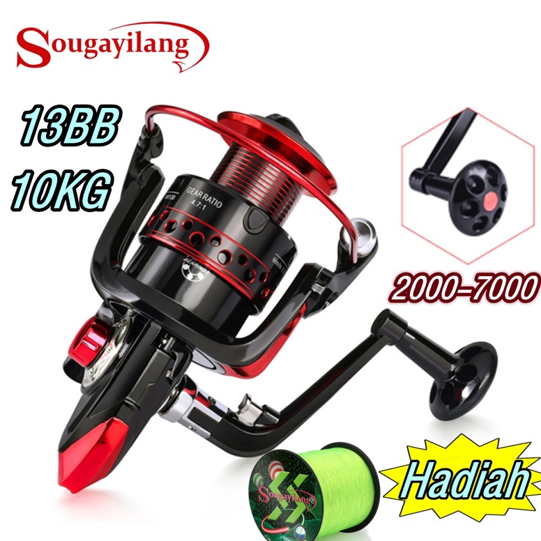 Stok Terbaru.. Sougayilang Reel Pancing 2000-7000 13BB Spinning Bahan Aluminium Spool Gagang Katrol 