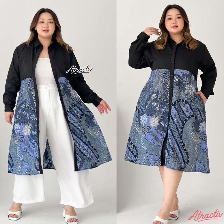 TERBARU. ATRACTIV Dress Batik Wanita Jumbo XXL XXXL 5L 6L 7L Tunik Batik Jumbo Dress Batik Jumbo LD1