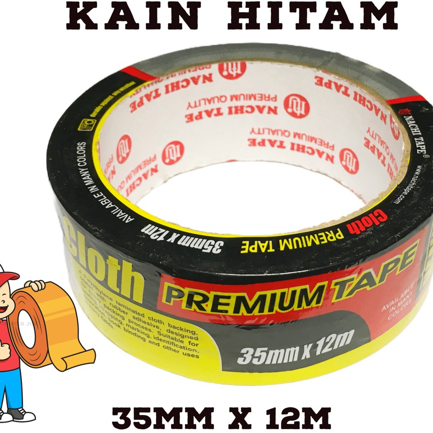 

♧ CC 38110 Lakban Kain Hitam Nachi 1.5 inch 35mm 12M / Cloth Nachi HITAM PER 1 ROL (COD )NEW_PRODUCT ♕