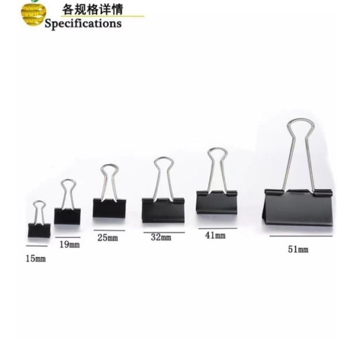 

QG Binder Klip Penjepit Kertas warna hitam per 12 pcs berbagai Ukuran