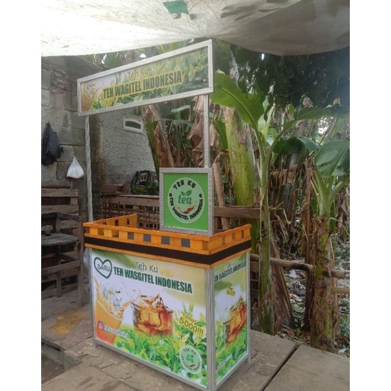 BIG SALE. Booth portable gerobak meja lipat bahan aluminium baja ringan bisa bongkar pasang