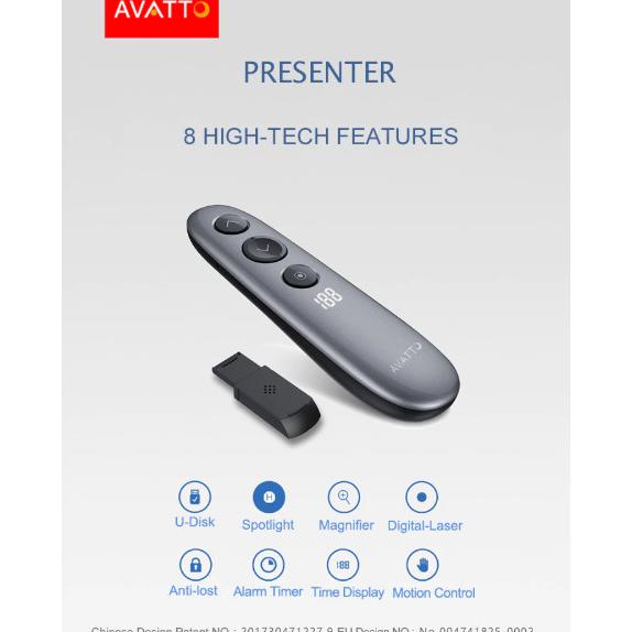 Avatto H100 Digital Laser Spotlight Magnify Wireless Presenter Pointer