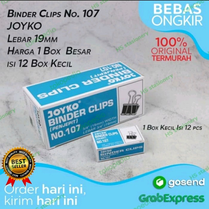

JOYKO BINDER CLIP 107 KECIL 19MM /KLIP KERTAS JOYKO NO 107