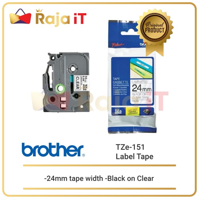 

BROTHER Label Tape TZE 151 24mm Black On Clear