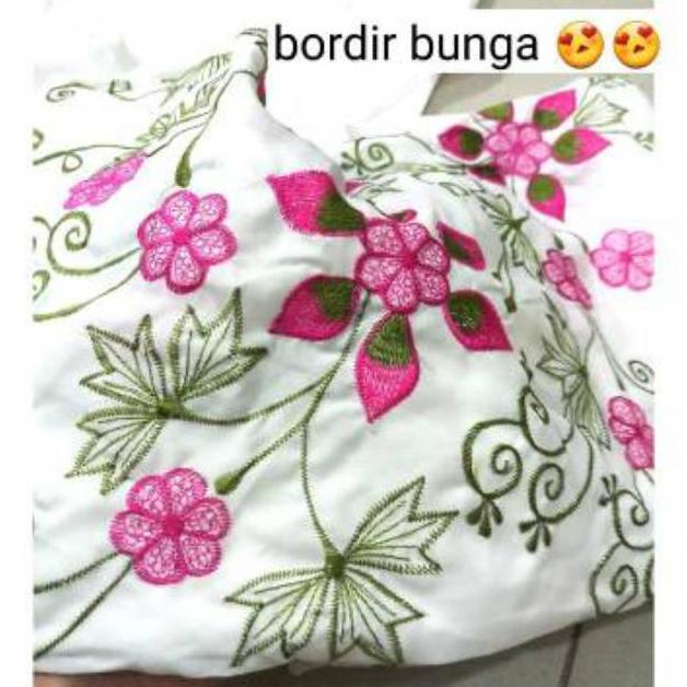 Miliki Mukena Putih katun BSY Bordir Dewasa -  motif bunga timbul 