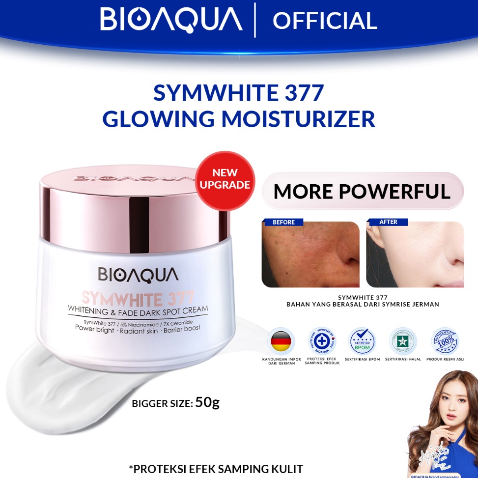 Id m3M7y BIOAQUA SymWhite 377 Whitening & Fade Dark Spot Cream Krim 50g Pelembab Wajah With Vitamin 