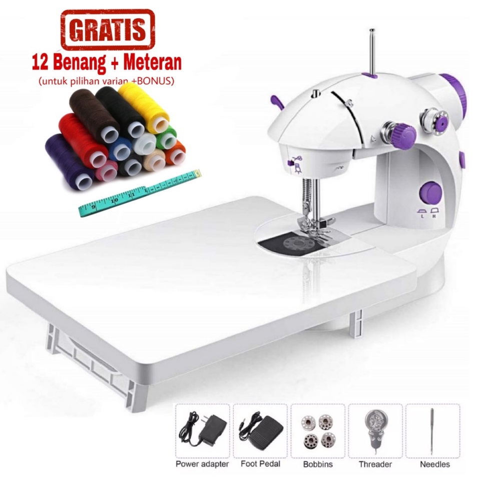 YKGN4743 Dijamin Ori>/ Mesin Jahit Mini Portable (Plus Meja) + BUBBLE WRAP / mesin jahit portable ad