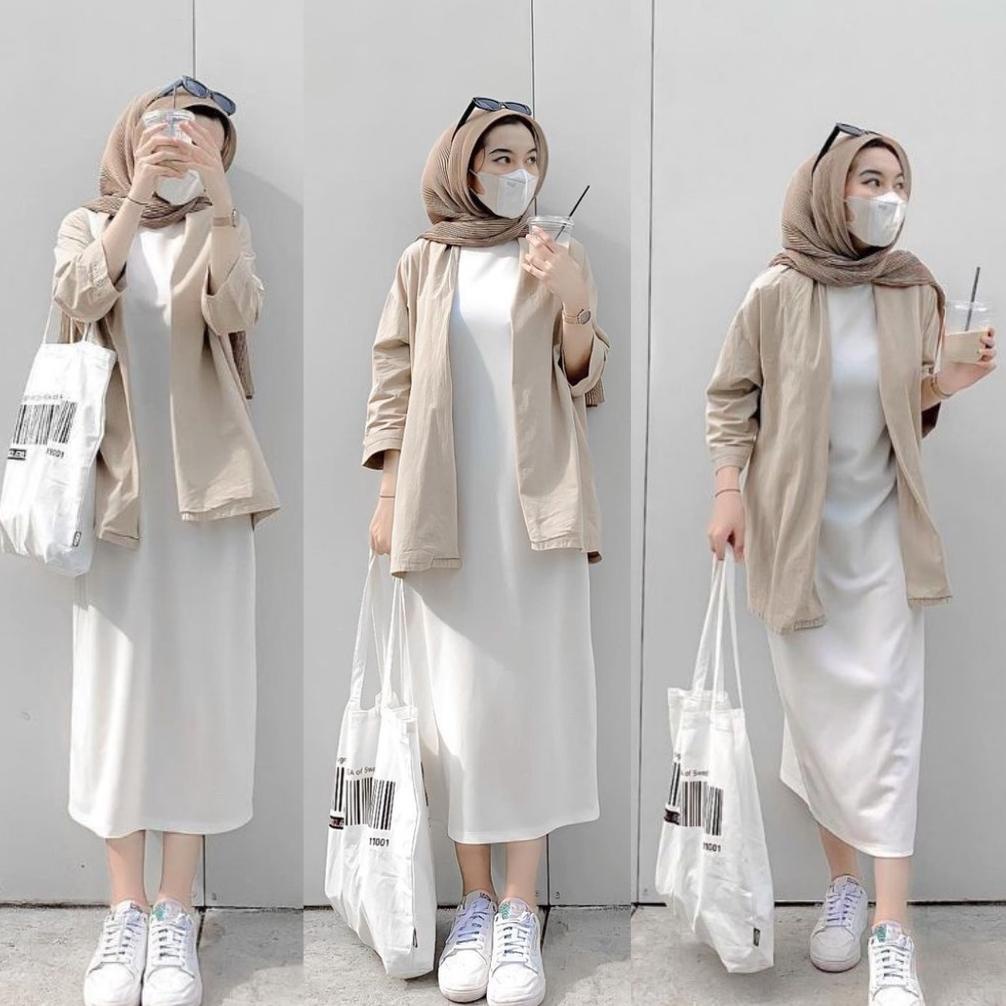 Promo - Setelan Lame - One Set 2in1 Dress + Hijab Pashmina Wanita - Ootd Setelan Wanita - Setelan Wa