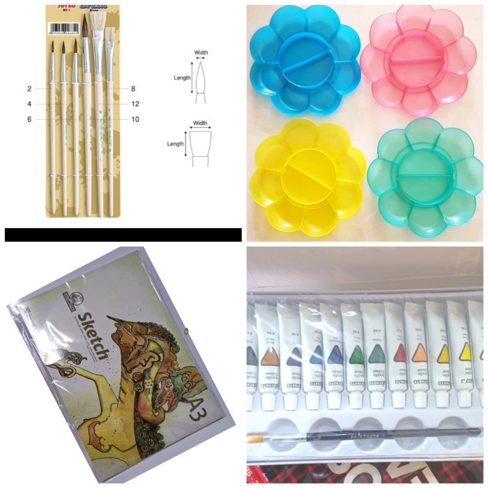 

Paket Lukis Sketchbook A3+Cat Akrilik+Kuas+Palet