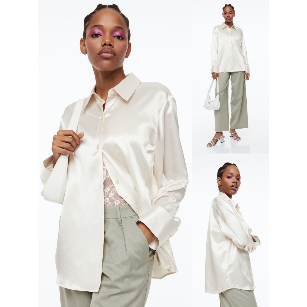 HM DVD Satin Long Sleeve Shirt - Kemeja Lengan Panjang Satin Mewah - 3946