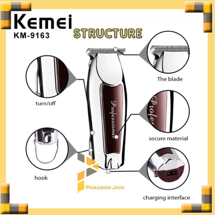 Original KEMEI KM-9163 Alat Cukur Wireless Trimmer Rambut Kumis