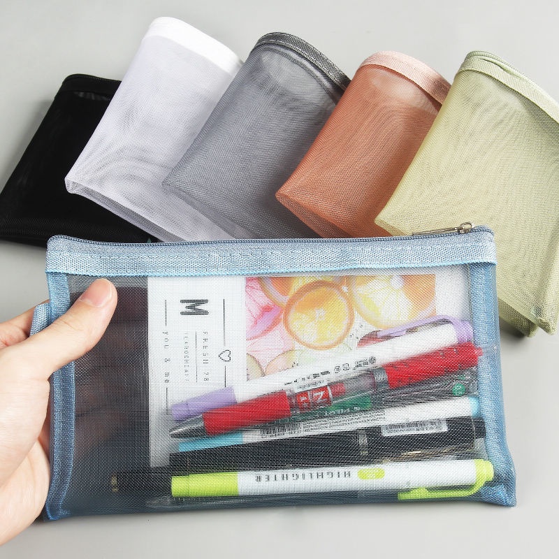 

Tas Pensil Transparan Sederhana Tas Penyimpanan Mesh Siswa Sekolah Dasar Ujian Kapasitas Besar Kotak