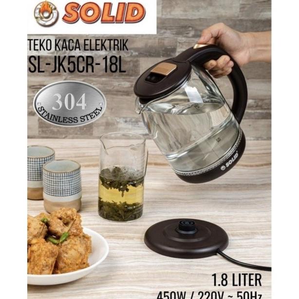 Terbaru  Solid Kettle Air Jk-5Cr 18 (Kaca) / Teko Listrik / Ceret Uyyeta