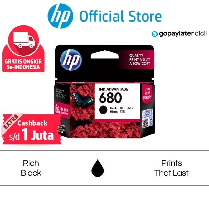 Tinta Printer HP Original 680 Black/DeskJet 2135 2677 5276