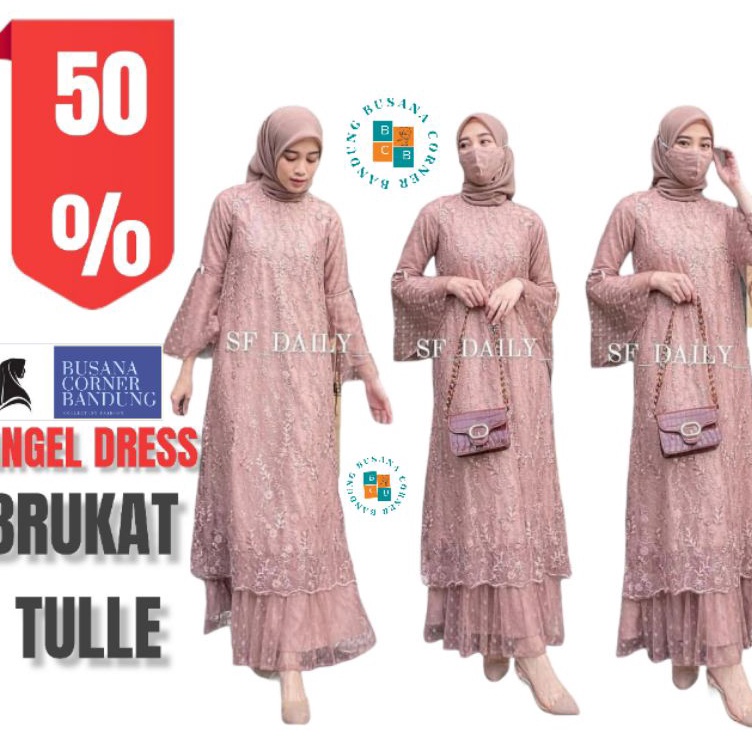 Produk ANGEL DRESS BRUKAT TULLE / DRESS MUSLIM BCB