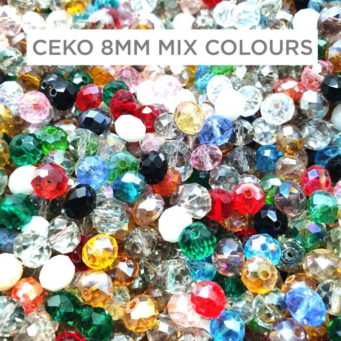] Ceko 8mm mix colours / manik manik aksesoris / manik bulat / kristal