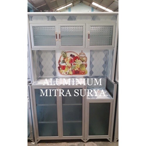 Lemari Rak Piring Dapur 3Pt Keramik Kaca Aluminium Magicom Kitchen Set