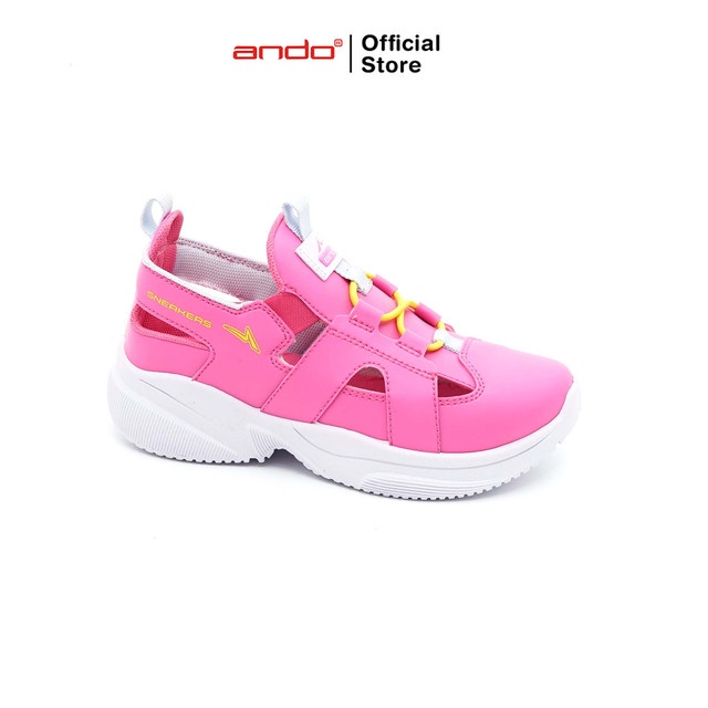 Ando Official Sepatu Sneakers Zeeba V Anak - Merah Jambu/Kuning
