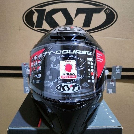 KYT TT COURSE PLAIN BLACK (Glossy)