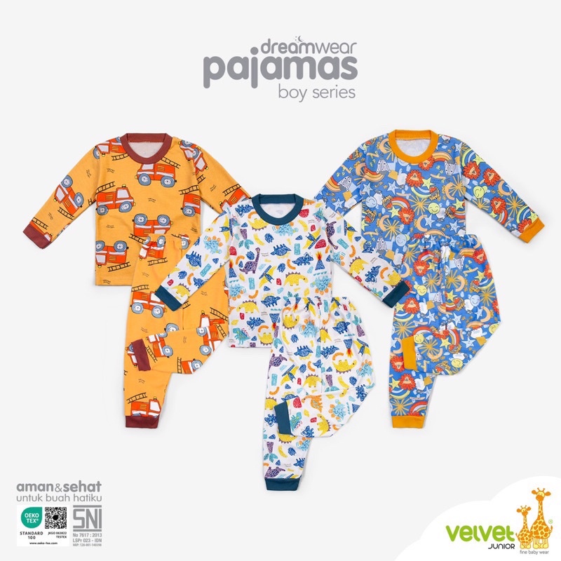 VELVET JUNIOR BIG SIZE SETELAN PIYAMA PANJANG BAJU TIDUR ANAK LAKI LAKI