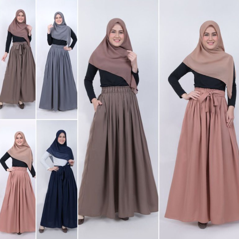 TERLARIS Rok panjang wanita bahan wolfis / rok rempel polos / rok kerja / rok kuliah