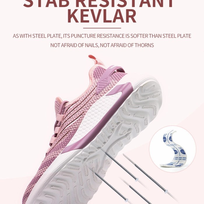 ALAT KESELAMATAN SEPATU SAFETY SHOES SNEAKERS PINK WANITA PEREMPUAN UJUNG BESI RINGAN ORIGINAL