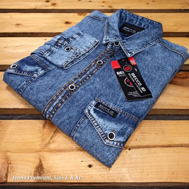 ↕➨⁑✲ BAJU KEMEJA JEANS PRIA LENGAN PANJANG HARGA GROSIR BAHAN SUPER PREMIUM. Best