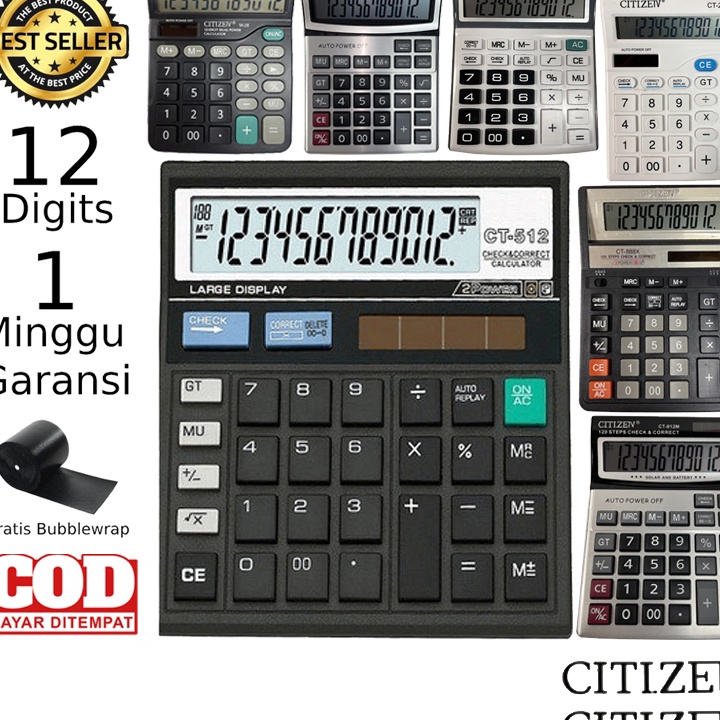

PMXK7677 STOK SIAP 【COD Kalkulator CITIZEN 12 Digit - Calculator Check Dual Two 2 Power