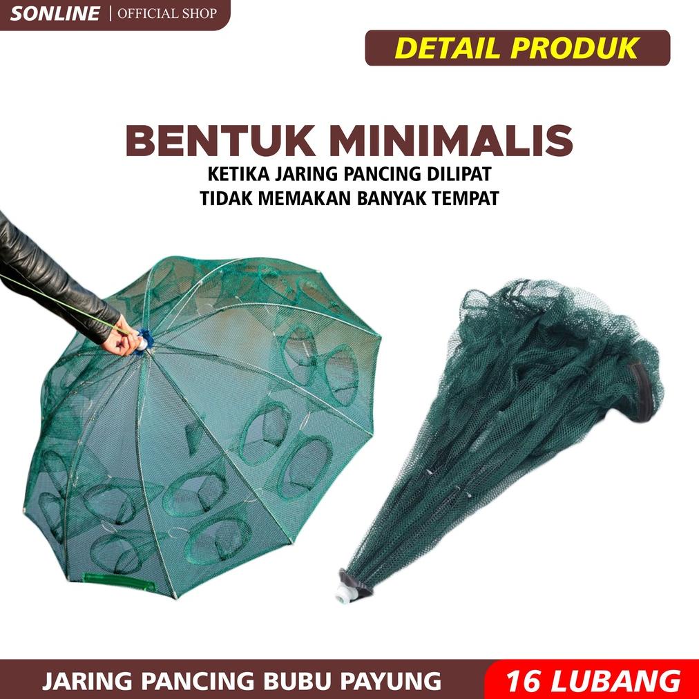 Promo Sonline Payung Bubu Jaring Jebakan Perangkap Udang Ikan Kepiting Model Payung 16 Lubang